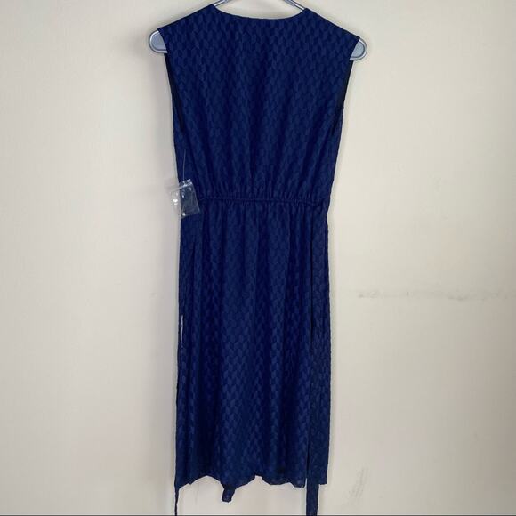 Modcloth Dress Blue Sleeveless VNeck Button Top Tie Waist Arrow Size Small NWOT - Picture 8 of 8